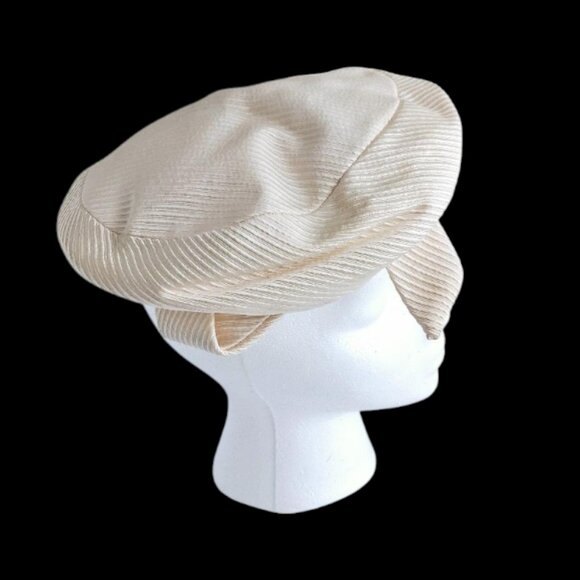 Vintage Retro Style Siegel's Silk Cream Beret - Picture 3 of 8